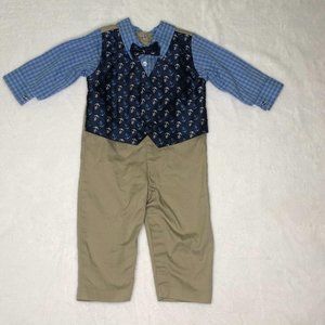 Suitsie One Piece Vest Shirt Pants Bowtie Anchors